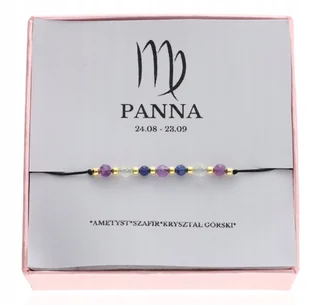 ZŁOTA bransoletka znak zodiaku PANNA kamienie naturalne srebro 925 - Bransoletki - miniaturka - grafika 1