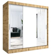 Szafy - Szafa przesuwna dąb artisan + biały 200 cm T2-Z80 - miniaturka - grafika 1