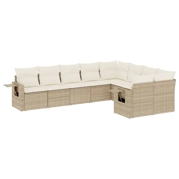 Zestaw mebli ogrodowych modułowych, beżowy, rattan PE, wymiary 62x62x69 c