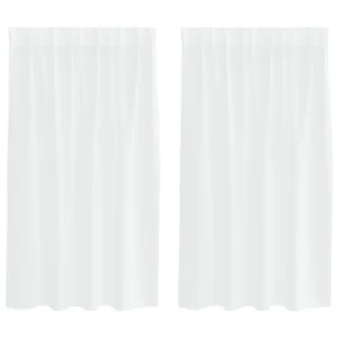vidaXL Zasłony z zasłonami 2 pcs Biały 140 x 140 cm Poliester - Zasłony - miniaturka - grafika 1