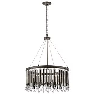 Elstead Lighting Żyrandol LAMPA wisząca KL/PIPER/6P KICHLER okrągła OPRAWA zwis z kryształkami crystal czarny przezroczysty - Lampy sufitowe - miniaturka - grafika 1