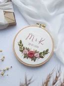 Dekoracje domu - Haftowany tamborek DLA PARY pamiątka, rocznica, ślub, metryczka - miniaturka - grafika 1