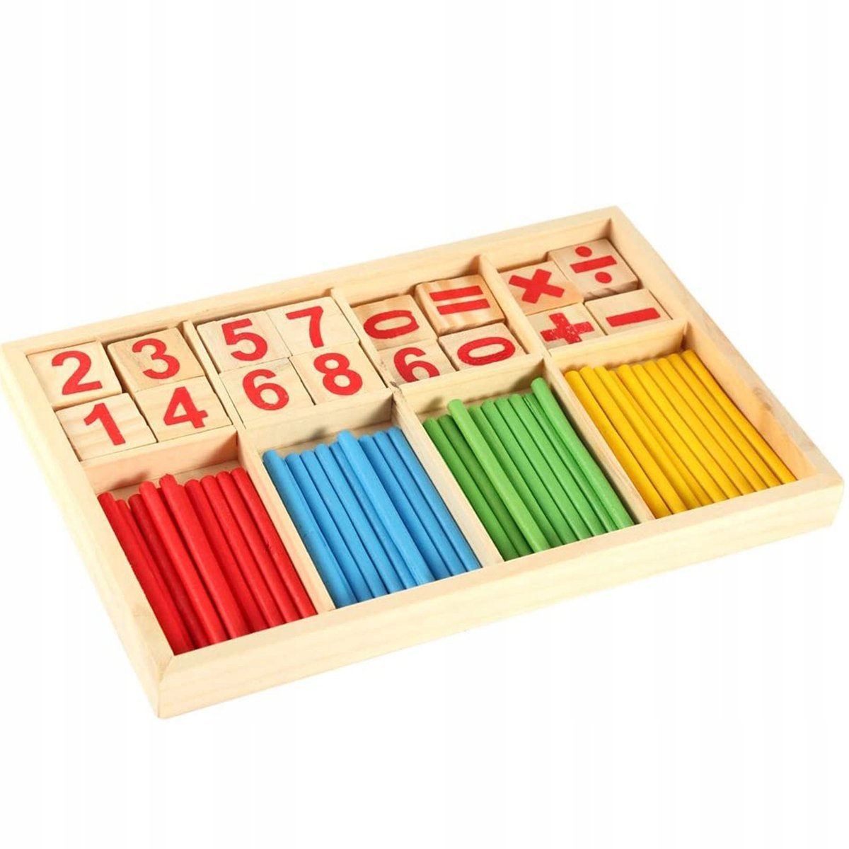 DREWNIANE PATYCZKI CYFERKI LICZYDŁO DO NAUKI LICZENIA POMOC DYDAKTYCZNA