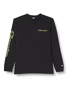 Koszulki męskie - Champion Męska koszulka z długim rękawem Legacy Neon Spray Kontrastowe Logo L/S Czarny, S - grafika 1