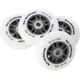 Nils EXTREME PU 84x24 82A BIAŁE MATOWE (4 szt.) + ABEC-9 CHROME (8 szt.) ZESTAW EXTREME - Akcesoria do skatingu - miniaturka - grafika 1