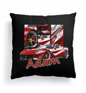 Poduszki dekoracyjne - CZARNA Poduszka Z IMIENIEM Na Wielkanoc SZYBKI SAMOCHÓD AUTO FERRARI - miniaturka - grafika 1