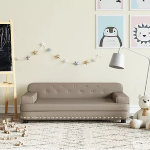 vidaXL Sofa dla dzieci, cappuccino, 90x53x30 cm, sztuczna skóra - Meble do sypialni - miniaturka - grafika 1