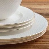 Serwisy obiadowe - Serwis obiadowy porcelanowy Komplet talerzy na 12 osób BARI GOLD - miniaturka - grafika 1