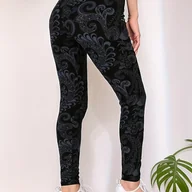 Inne - Obcisłe Legginsy Z Nadrukiem Paisley, Elastyczne Legginsy Z Wysokim Stanem, Odzież Damska - miniaturka - grafika 1
