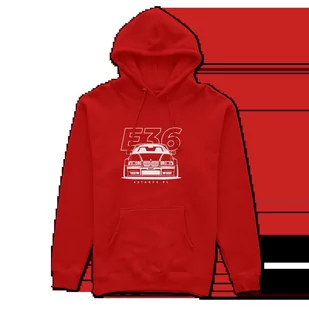 Bluza z kapturem przód BMW E36 czerwona-XL - Odzież do sportów motorowych - miniaturka - grafika 1