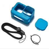 Kamery sportowe - Silikonowe etui na kamere GoPro Hero 9/10/11/12 niebieskie z paskiem - miniaturka - grafika 1