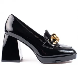 Czółenka na stabilnym słupku Vinceza czarne - Półbuty damskie - miniaturka - grafika 1