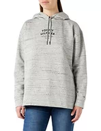 Bluzy damskie - Tommy Hilfiger Damska bluza z kapturem z nadrukiem flokowanego tekstu, jasnoszary wrzos, L - miniaturka - grafika 1