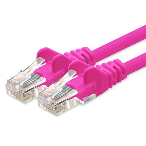 1aTTack.de 1 x kabel sieciowy Cat.5e UTP LAN o długości 0,25 m, CAT.5, CAT5, kabel krosowy Ethernet, kompatybilny z CAT6 / CAT6a / CAT7, magenta