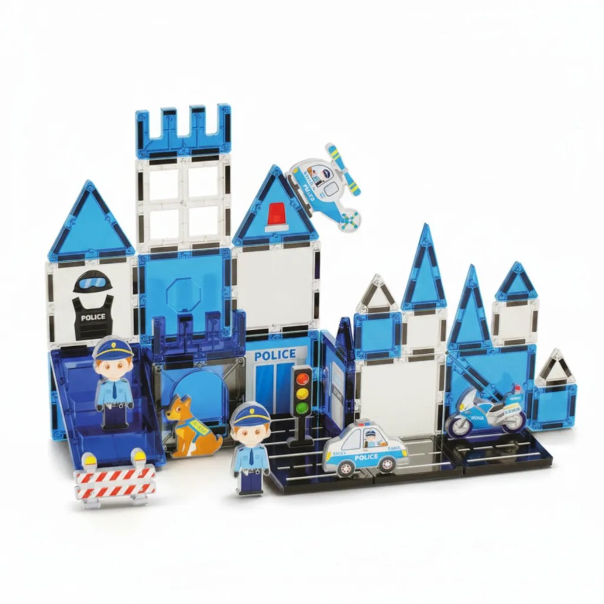 Klocki magnetyczne policja 42 el. – Magnetic Tiles 3+