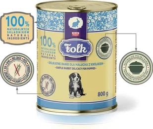 Folk Karma mokra dla psa FOLK Junior Delikatne danie dla malucha z królikiem 6 x 800 g - Mokra karma dla psów - miniaturka - grafika 1
