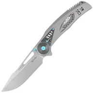 Noże - Nóż składany Reate GTR Titanium Bead Blasted/Zirconium, HW Ti-Blue Clip, Hand Satin M390 - miniaturka - grafika 1