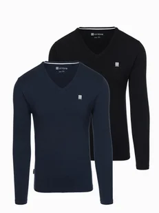 Komplet męskich longsleeveów SLIM FIT 2pak mix granatowy/czarny V3 Z103 L - Koszulki męskie - miniaturka - grafika 1