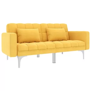 vidaXL Sofa rozkładana, żółta, tapicerowana tkaniną vidaXL - Sofy i kanapy - miniaturka - grafika 1