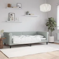 Łóżka - Sofa z funkcją spania, jasnoszara, 90x190 cm, obita aksamitem Lumarko! - miniaturka - grafika 1