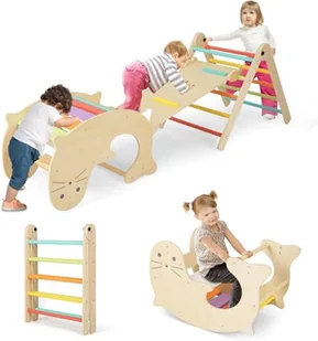 FANTASK Trójkąt wspinaczkowy ze zjeżdżalnią, 7 w 1, rusztowanie wspinaczkowe do użytku wewnątrz i na zewnątrz od 3 lat - Girlandy - miniaturka - grafika 1