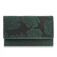 Portfele - PORTFEL DAMSKI SKÓRZANY DUŻY W RÓŻE ZIELONY PAOLO PERUZZI T-107-HGR - miniaturka - grafika 1