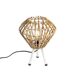 QAZQA Wiejska lampa stołowa statyw bambusowy z białym - Canna Diamond - Lampy stojące - miniaturka - grafika 1