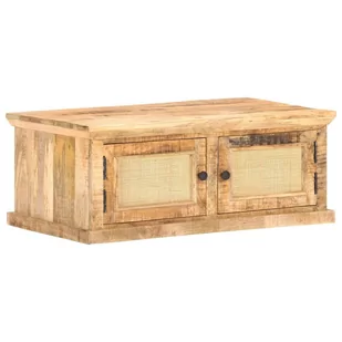 vidaXL vidaXL Stolik kawowy, 90x50x35 cm, drewno mango i naturalna trzcina - Ławy i stoliki kawowe - miniaturka - grafika 1