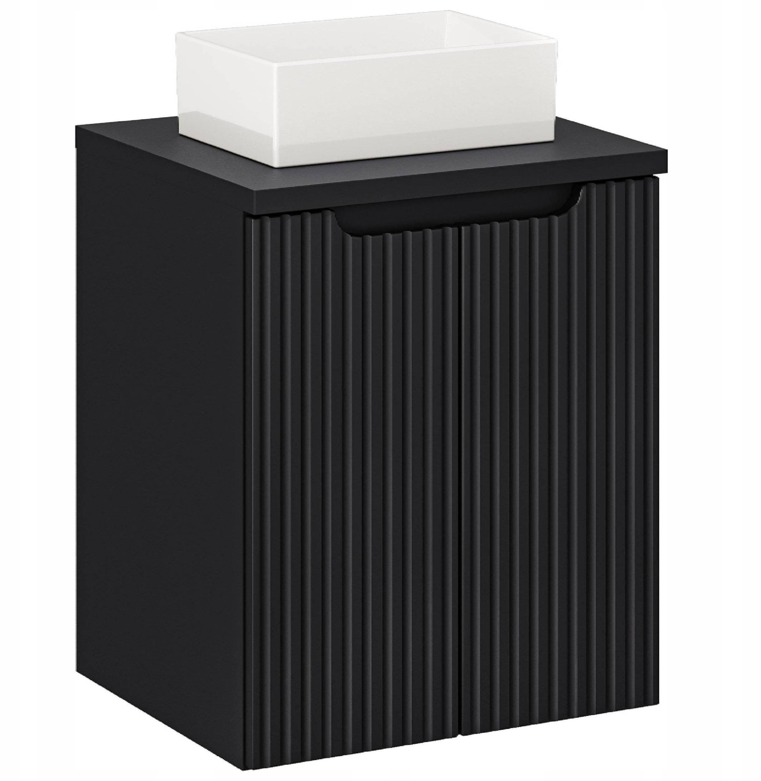 CZARNA szafka łazienkowa NOVA BLACK 82-50 2D z umywalką i blatem 50 cm