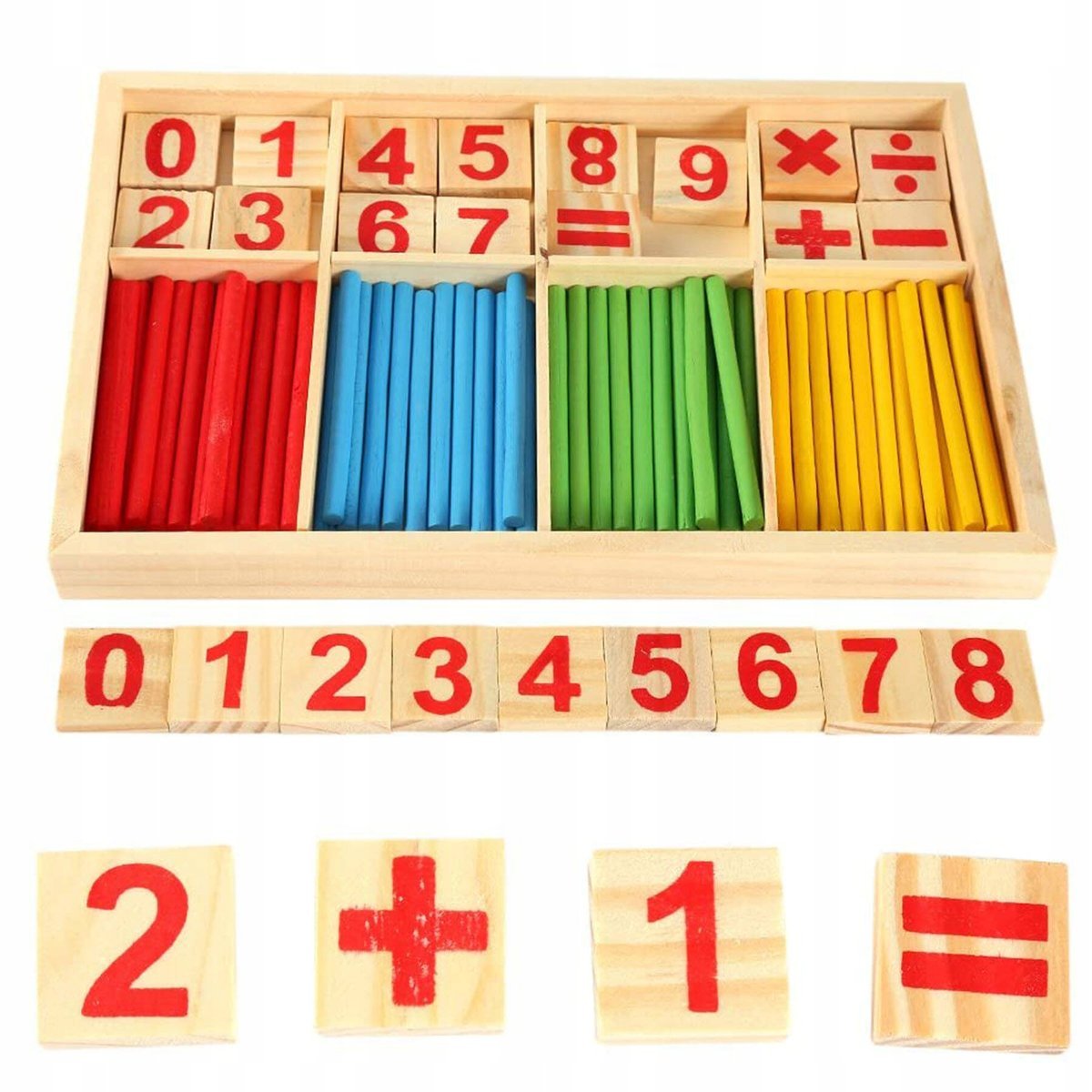 Drewniane Patyczki Cyferki Liczydło do Nauki Liczenia Pomoc Dydaktyczna