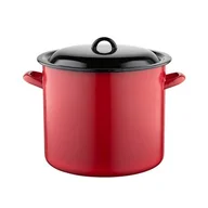 Garnki - Garnek emaliowany gładki czerwony pokrywka 28 cm 12 l - miniaturka - grafika 1