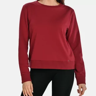 Bawełniana Bluza Damska Z Okrągłym Dekoltem Ellis Bordowa - Bluzy damskie - miniaturka - grafika 1