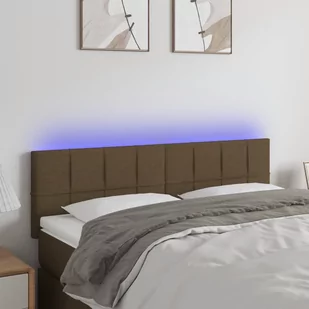 Lumarko Zagłówek do łóżka z LED, ciemnobrązowy, 144x5x78/88 cm, tkanina - Inne meble do sypialni - miniaturka - grafika 1
