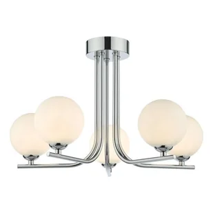 Srebrna lampa wisząca Cradle 5 z mlecznymi kloszami do salonu - Lampy sufitowe - miniaturka - grafika 1