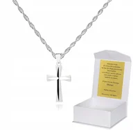 Biżuteria dla dzieci - Srebrny łańcuszek Krzyżyk Komunia Chrzest DEDYKACJA 55cm S1K13 - miniaturka - grafika 1