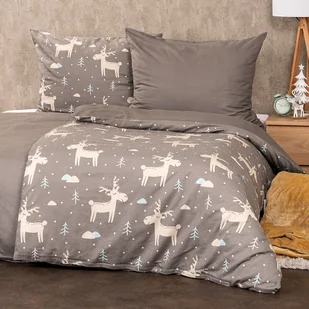 4Home Pościel flanelowa Happy reindeer, 220 x 200 cm, 2 szt. 70 x 90 cm - Pościel - miniaturka - grafika 1