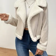 Kurtki damskie - TEMU Elegancka damska kurtka zimowa - Gruby, ciepły płaszcz z zamkiem błyskawicznym, formalna i codzienna odzież wierzchnia, nieprześwitujący płaszcz - miniaturka - grafika 1