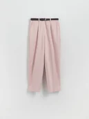 Spodnie damskie - Reserved - Spodnie w kant z paskiem - pastelowy róż - miniaturka - grafika 1