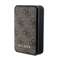 Powerbanki - Guess Powerbank 18W GUPB10DP4GEGW 10000mAh brązowy/brown 4G Leather Metal Logo - miniaturka - grafika 1