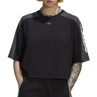 Koszulki sportowe damskie - Koszulka adidas Originals Blocked Graphic Crop HF2128 - czarna - miniaturka - grafika 1