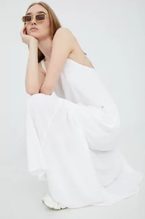 Sukienki - Superdry sukienka kolor biały maxi prosta - grafika 1