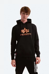Alpha Industries bluza męska kolor czarny z kapturem z nadrukiem 178312NP.477-CZARNY - Bluzy męskie - miniaturka - grafika 1