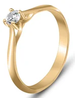 Pierścionki - PIĘKNY ZŁOTY PIERŚCIONEK ZARĘCZYNOWY Z BIAŁYM KAMIENIEM LIVI 14KT 585 - miniaturka - grafika 1