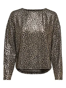 ONLY Women's ONLELIN 3/4 Shine TOP JRS T-Shirt, Phantom/AOP: Gold Leo, S - Koszulki i topy damskie - miniaturka - grafika 1