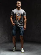 Koszulki męskie - Antracytowy T-shirt męski z nadrukiem Denley Y70007 - miniaturka - grafika 1