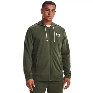 Męska bluza dresowa rozpinana z kapturem UNDER ARMOUR UA Rival Terry LC FZ - oliwkowa/khaki - Bluzy sportowe męskie - miniaturka - grafika 1