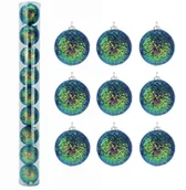 Bombki - BOMBKI CHOINKOWE PLASTIKOWE ZIELONE BROKATOWE Z EFEKTEM KAMELEONA 60 MM ZESTAW 9 SZT BOMBKI I OZDOBY CHOINKOWE - miniaturka - grafika 1