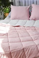 Pościel - Bawełniana kołdra bezposzewkowa 140x200cm, różowy, szare kropki - miniaturka - grafika 1