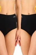 Majtki damskie - Figi damskie bawełniane (2pack) gładkie czarne z wysokim stanem LPF 185 Key - miniaturka - grafika 1