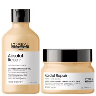 Odbudowujący zestaw do włosów zniszczonych , szampon i maska L'Oréal Absolut Repair Gold - Zestawy kosmetyków damskich - miniaturka - grafika 1